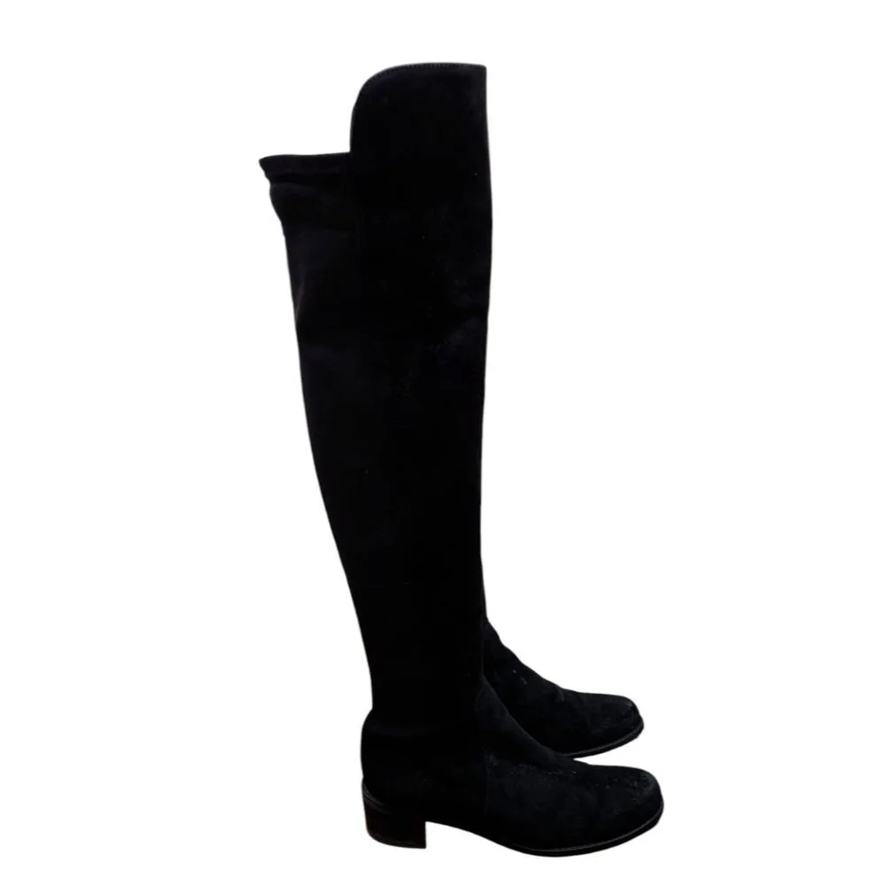 $850 STUART WEITZMAN Reserve Boot OVER THE KNEE SUEDE BOOT BLACK Size 6